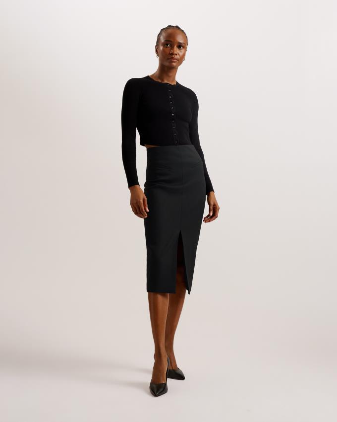 Jupe Ted Baker Tailored Midi Pencil With Front Split Noir Femme | ORQ-62651686